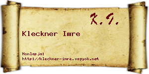 Kleckner Imre névjegykártya